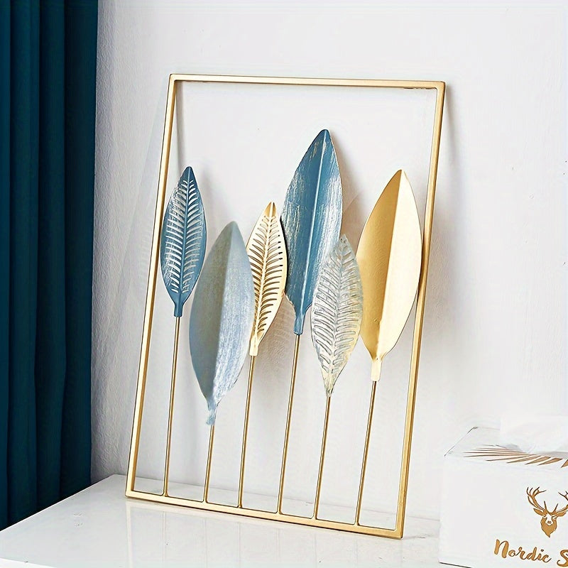 1/3pcs Mounted Metal Wall Decor, Thick Minimalist Metal Wall Art, Modern Metal Leaf Wall Hanging, Suitable For Sofa Backdrop Bedroom And Living Room, Golden Classic Style, No Frame, 17.3x 11.8 Inches