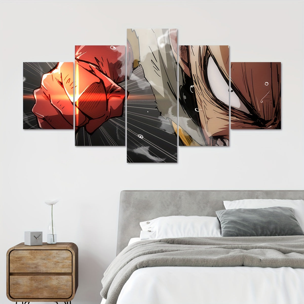 5-Piece One Punch Man Canvas Poster Set - Vibrant Cartoon Art, Iconic Super Soldier, Japanese Anime Wall Decor - Durable, Frameless, Perfect for Home & Room Decor, Ideal Gift