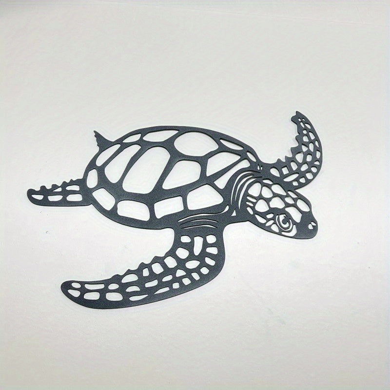 Metal Turtle Wall Art Decor - Hand-Painted-Look Design with Realistic Turtle Texture, Sturdy Metal Sea Turtle Sculpture for Indoor/ Home, Office, Aquarium - Housewarming Gift, Marine-Themed Decoration (No Feathers), Metal Wal