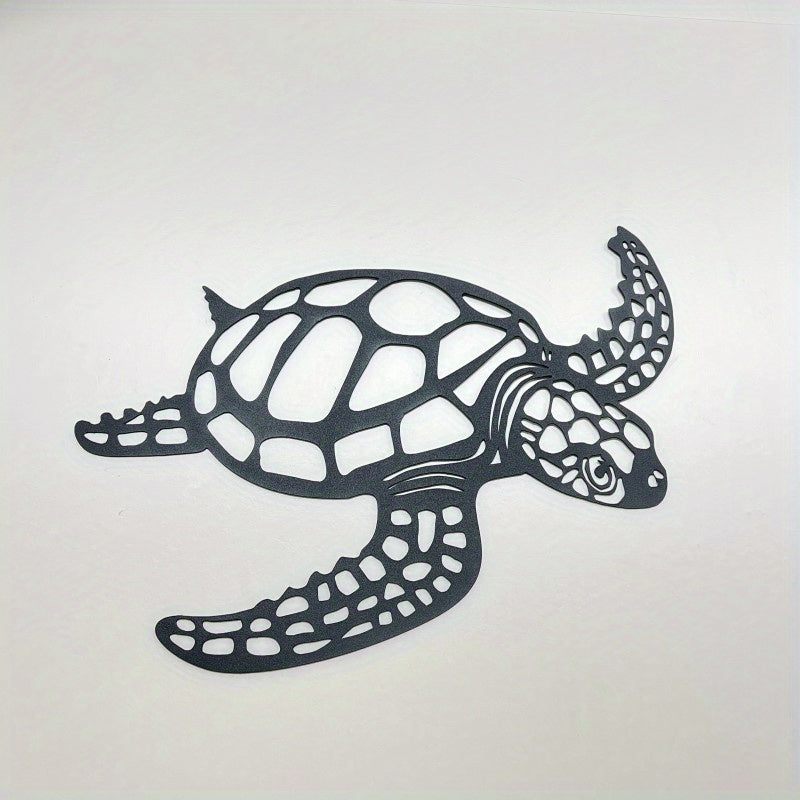 Metal Turtle Wall Art Decor - Hand-Painted-Look Design with Realistic Turtle Texture, Sturdy Metal Sea Turtle Sculpture for Indoor/ Home, Office, Aquarium - Housewarming Gift, Marine-Themed Decoration (No Feathers), Metal Wal