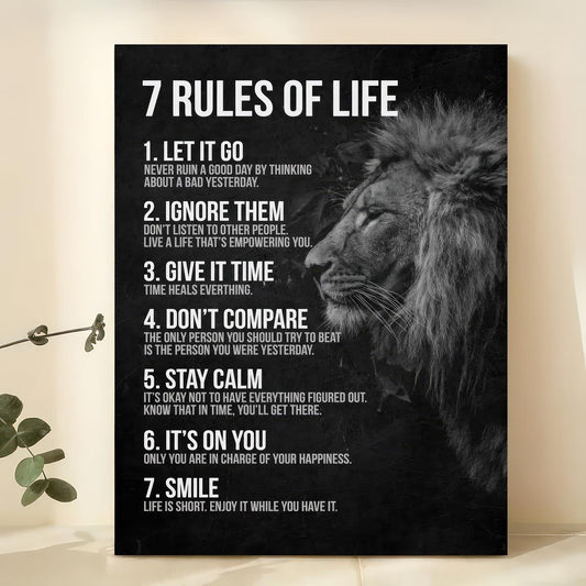 [1pc Inspirational Quotes Poster] 1pc Canvas Poster, Vintage Art, Inspirational Quotes Poster, 7 Rules Of Life, Ideal Gift For Bedroom, Decor Wall Art, Wall Decor, Fall Decor, Wall Decor, Room Decor, Room Decoration, No Frame