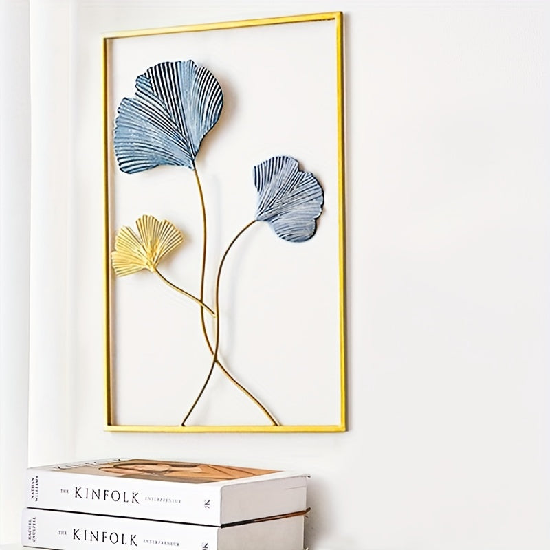 1/3pcs Mounted Metal Wall Decor, Thick Minimalist Metal Wall Art, Modern Metal Leaf Wall Hanging, Suitable For Sofa Backdrop Bedroom And Living Room, Golden Classic Style, No Frame, 17.3x 11.8 Inches