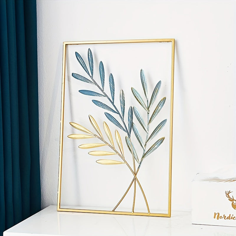 1/3pcs Mounted Metal Wall Decor, Thick Minimalist Metal Wall Art, Modern Metal Leaf Wall Hanging, Suitable For Sofa Backdrop Bedroom And Living Room, Golden Classic Style, No Frame, 17.3x 11.8 Inches