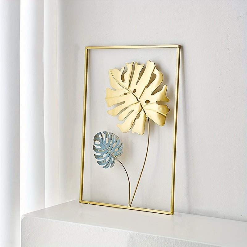 1/3pcs Mounted Metal Wall Decor, Thick Minimalist Metal Wall Art, Modern Metal Leaf Wall Hanging, Suitable For Sofa Backdrop Bedroom And Living Room, Golden Classic Style, No Frame, 17.3x 11.8 Inches