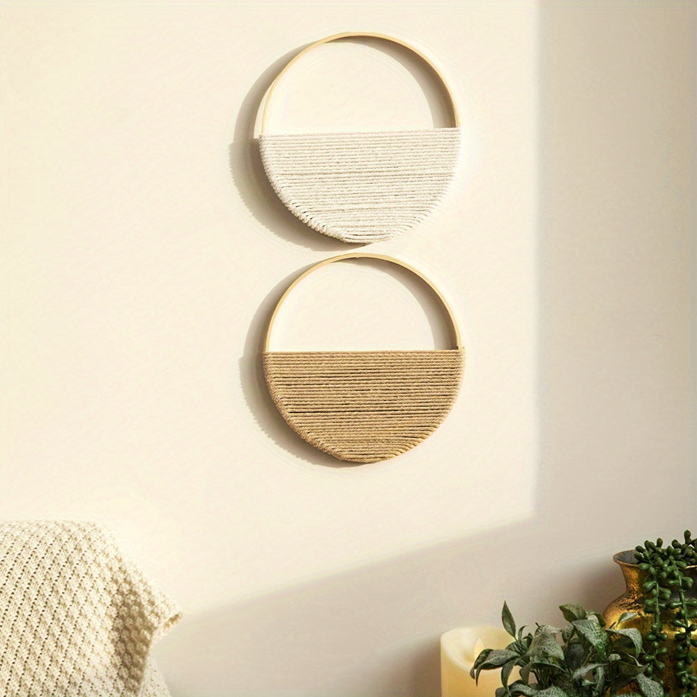 [Circle Wall Art Set Minimalist] Modern Macrame Boho Wall Decor: Circle Wall Art Set For A Minimalist Abstract Look Easter Gift