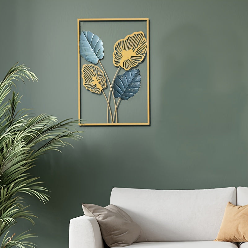 1/3pcs Mounted Metal Wall Decor, Thick Minimalist Metal Wall Art, Modern Metal Leaf Wall Hanging, Suitable For Sofa Backdrop Bedroom And Living Room, Golden Classic Style, No Frame, 17.3x 11.8 Inches