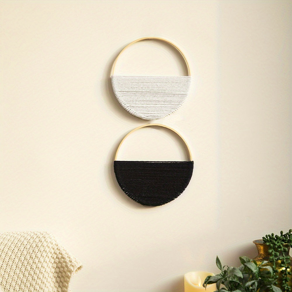 [Circle Wall Art Set Minimalist] Modern Macrame Boho Wall Decor: Circle Wall Art Set For A Minimalist Abstract Look Easter Gift