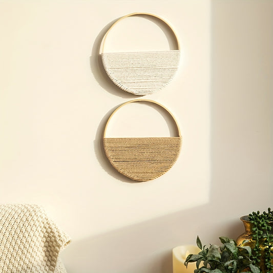[Circle Wall Art Set Minimalist] Modern Macrame Boho Wall Decor: Circle Wall Art Set For A Minimalist Abstract Look Easter Gift