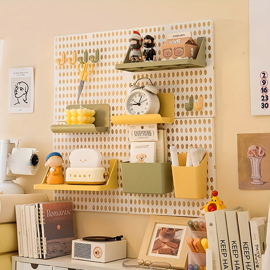 1set Space Saving Wall Mounted Hole Board, Universal Hanging Shelf for Organizing, Storing and Displaying Items, Aesthetic Wall Decor