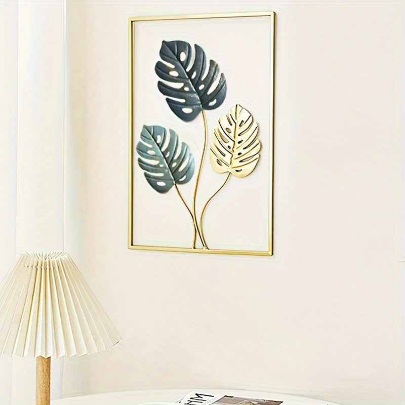 1/3pcs Mounted Metal Wall Decor, Thick Minimalist Metal Wall Art, Modern Metal Leaf Wall Hanging, Suitable For Sofa Backdrop Bedroom And Living Room, Golden Classic Style, No Frame, 17.3x 11.8 Inches