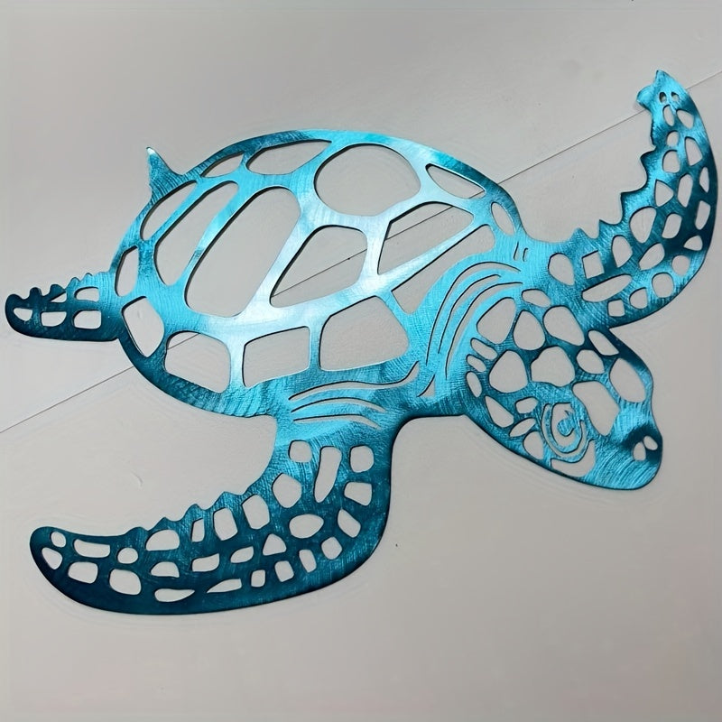 Metal Turtle Wall Art Decor - Hand-Painted-Look Design with Realistic Turtle Texture, Sturdy Metal Sea Turtle Sculpture for Indoor/ Home, Office, Aquarium - Housewarming Gift, Marine-Themed Decoration (No Feathers), Metal Wal