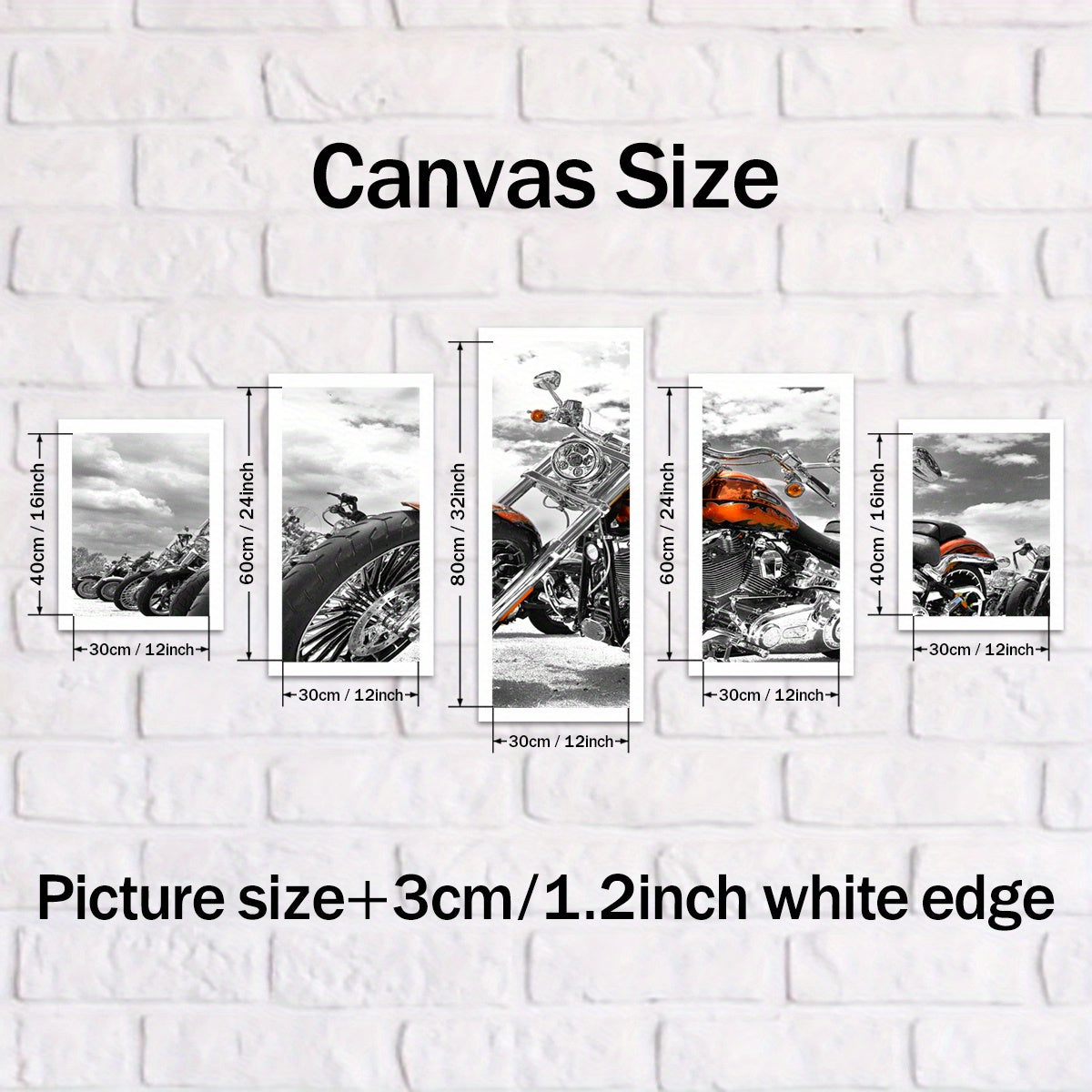 5pcs/set Vibrant Canvas Art Print Posters - Modern Art Deco Motorcycle Wall Decor for Bedroom, Home Office, Living Room - Frameless, Transverse Orientation, Indoor Use, Ideal Gift