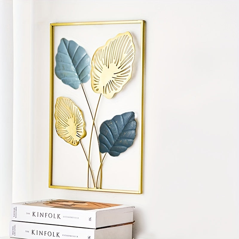 1/3pcs Mounted Metal Wall Decor, Thick Minimalist Metal Wall Art, Modern Metal Leaf Wall Hanging, Suitable For Sofa Backdrop Bedroom And Living Room, Golden Classic Style, No Frame, 17.3x 11.8 Inches