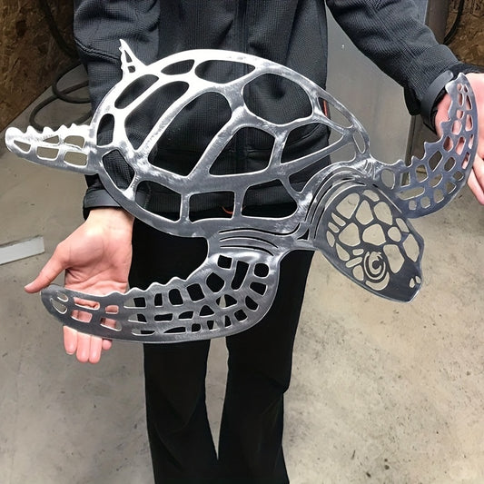 Metal Turtle Wall Art Decor - Hand-Painted-Look Design with Realistic Turtle Texture, Sturdy Metal Sea Turtle Sculpture for Indoor/ Home, Office, Aquarium - Housewarming Gift, Marine-Themed Decoration (No Feathers), Metal Wal
