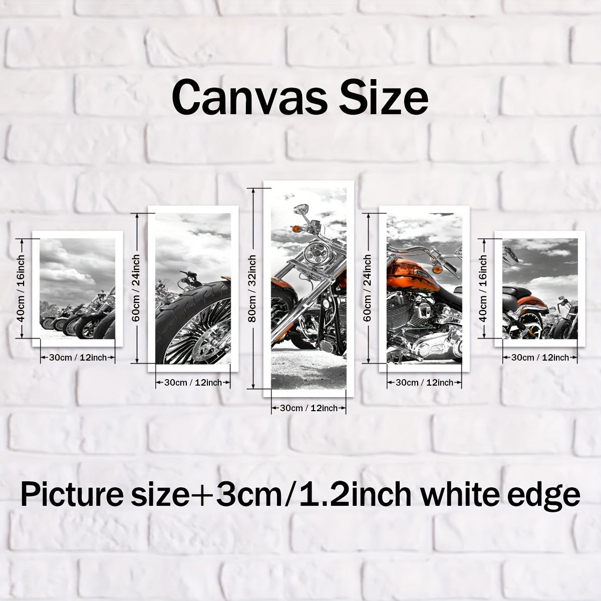 5pcs/set Vibrant Canvas Art Print Posters - Modern Art Deco Motorcycle Wall Decor for Bedroom, Home Office, Living Room - Frameless, Transverse Orientation, Indoor Use, Ideal Gift