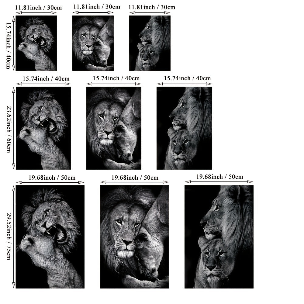 3pcs Unframed Canvas Poster, Modern Art, Animal Family Poster, Lion Family Poster, Ideal Gift For Bedroom Living Room Corridor, Wall Art, Wall Decor, Winter Decor, Room Decoration