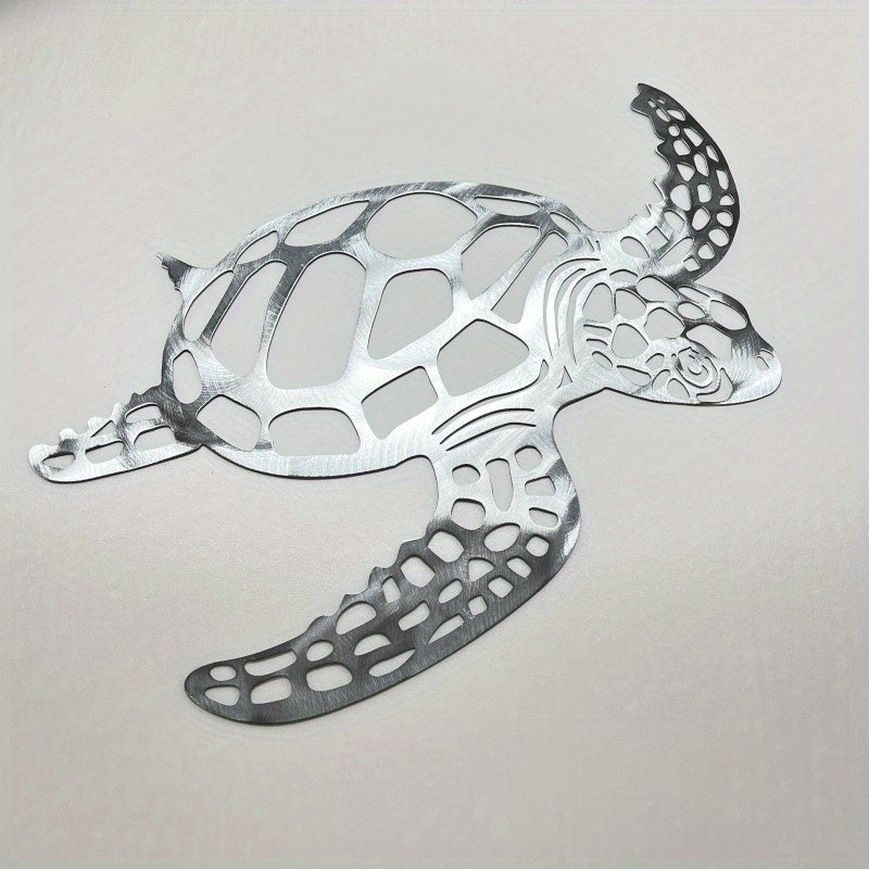 Metal Turtle Wall Art Decor - Hand-Painted-Look Design with Realistic Turtle Texture, Sturdy Metal Sea Turtle Sculpture for Indoor/ Home, Office, Aquarium - Housewarming Gift, Marine-Themed Decoration (No Feathers), Metal Wal