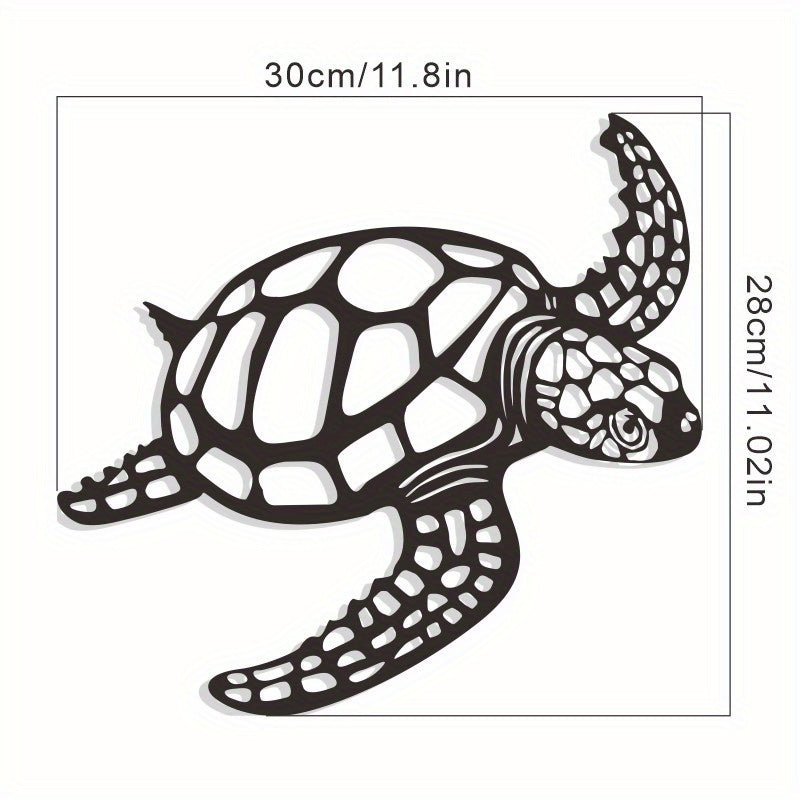 Metal Turtle Wall Art Decor - Hand-Painted-Look Design with Realistic Turtle Texture, Sturdy Metal Sea Turtle Sculpture for Indoor/ Home, Office, Aquarium - Housewarming Gift, Marine-Themed Decoration (No Feathers), Metal Wal